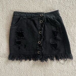 Signature8 Black Frayed Mini Skirt